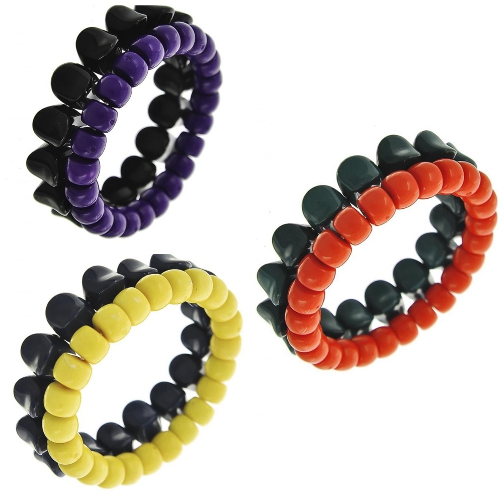 Two-piece beaded acrylic, stretch bracelet
